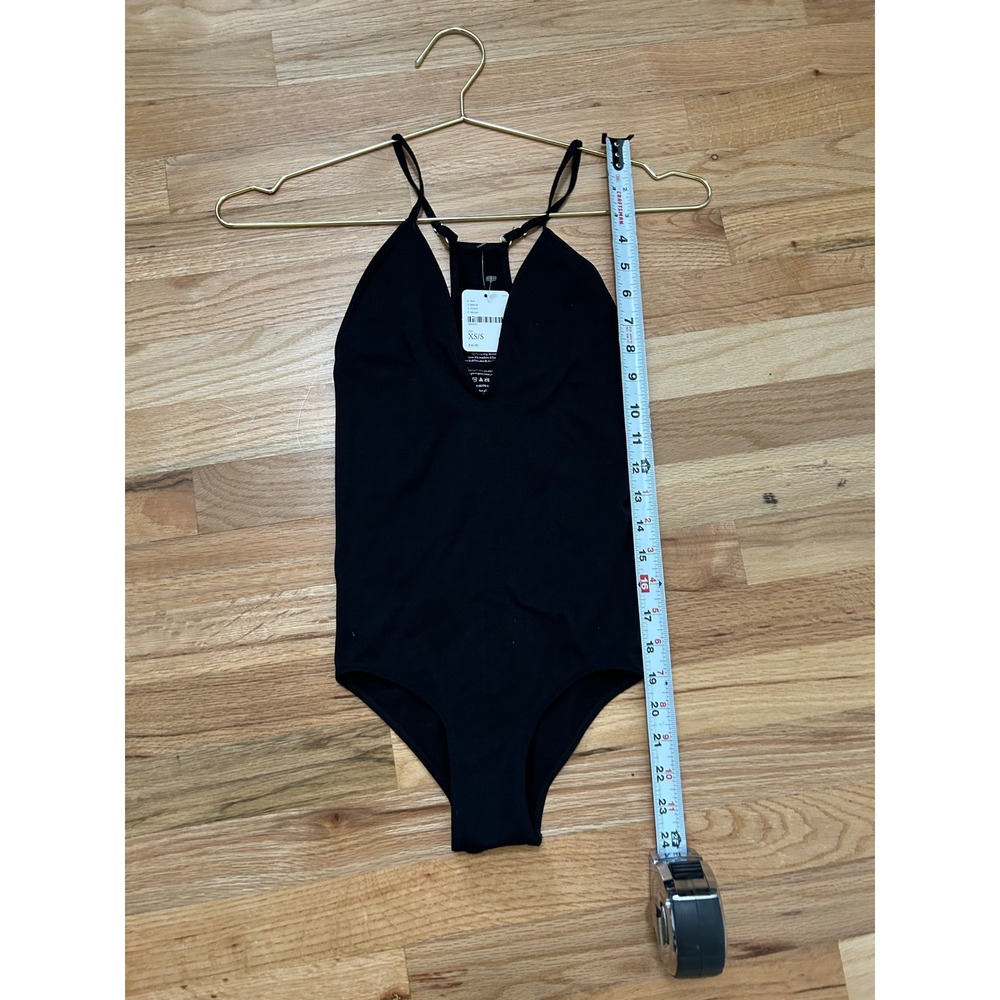 Intimately Free People Black Ribbed V-Neck Racerback Bodysuit XS/S - Picture 9 of 11